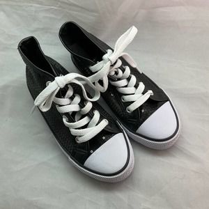 Girls Hi-Top Sequin Dance Sneakers Double Platinum Performance Size 2 Black